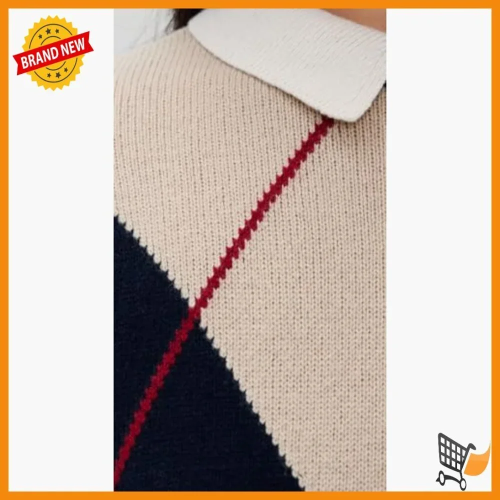 Wool Blend Collared Pullover Sweater Long Sleeve Standard Fit